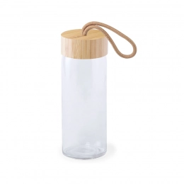 BURDIS water bottle, 420 ml, bamboo, glass