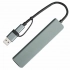 USB-хаб STEM 7 в 1, серый, алюминий