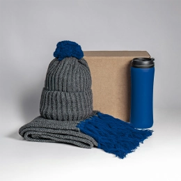 COLD NIGHT gift set: scarf and hat, thermos cup; red