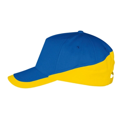 
                                                Baseball cap "BOOSTER", 5 gussets, metal fastener, yellow / red, 100% cotton, 260g / m2
                                                