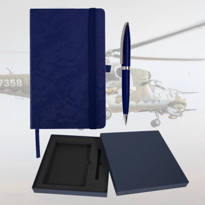 
                                            Набор подарочный WARRIORSTYLE: бизнес-блокнот, ручка, коробка подарочная, темно-синий
                                            