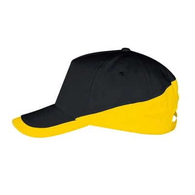
                                                Baseball cap "BOOSTER", 5 gussets, metal fastener, yellow / red, 100% cotton, 260g / m2
                                                