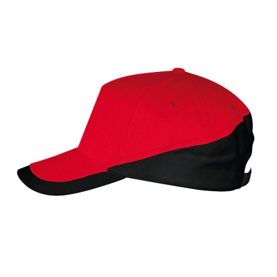 
                                                Baseball cap "BOOSTER", 5 gussets, metal fastener, yellow / red, 100% cotton, 260g / m2
                                                