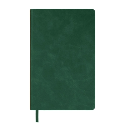 
                                                Undated green Muse diary, A5, with a decorative stripe, brown color, cream block.
                                                