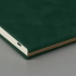 Undated green Muse diary, A5, with a decorative stripe, brown color, cream block.