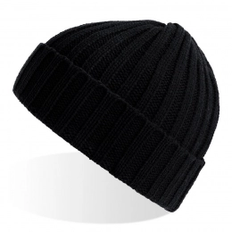 Knitted hat SHORE with lapel in rPET / recycled polyester