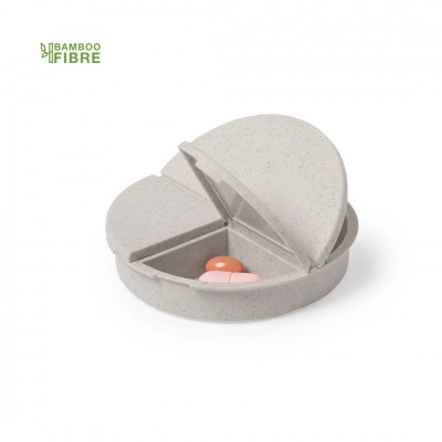 
                                            BETUR pill box, 3 compartments; d = 7 cm; plastic, bamboo fiber | | Convenient pill box BETURM with 3 compartments, made in a fashionable ECO design.
                                            