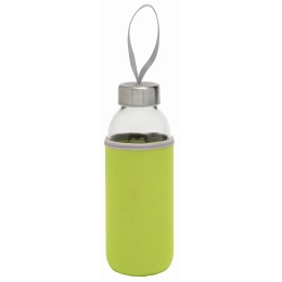 Glass bottle TAKE WELL, apple green, transparent