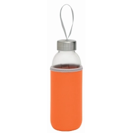 Glass bottle TAKE WELL, orange, transparent