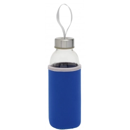 Glass bottle TAKE WELL, royal blue, transparent