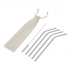 Stainless steel straw kit DRINK HAPPY, silver