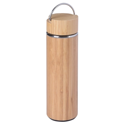 
                                            Insulated travel mug BAMBOO HOT, brown, silver
                                            