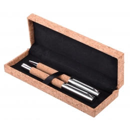 Writing set CORK SIGNATURE, brown, silver