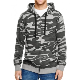 Full Zip Camo Hooded Fleece Jacket