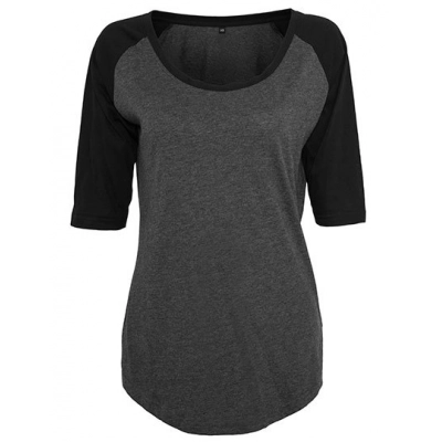 
                                            Футболки. Женская футболка с рукавом реглан 3/4 контрастного цвета
                                            