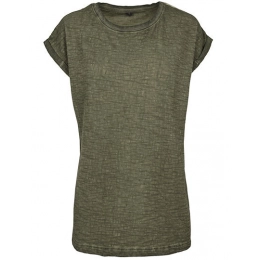 T-Shirts. Ladies` Spray Dye Extended Shoulder Tee