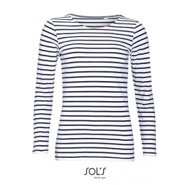 Women`s Long Sleeve Striped T-Shirt Marine