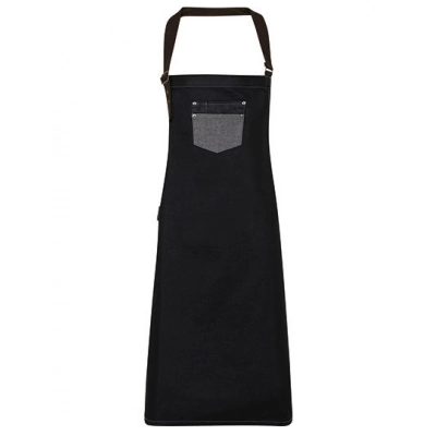 
                                            Division Waxed Look Denim Bib Apron With Faux Leather
                                            