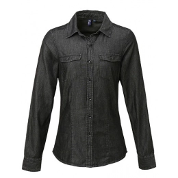 Ladies` Jeans Stitch Denim Shirt
