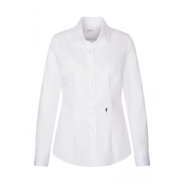 Блузки. Женская блузка стандартного кроя из тонкого твила с длинным рукавом.