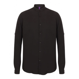 Men`s Mandarin Shirt Roll Tab Sleeve