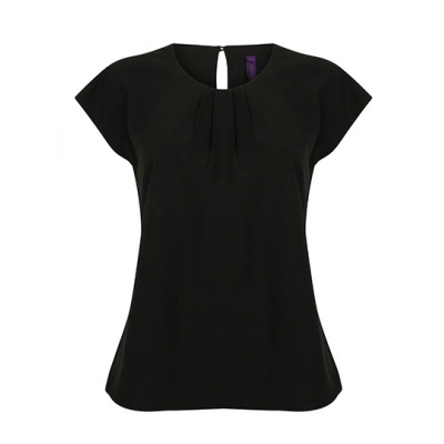 
                                                Ladies` Pleat Front Short Sleeve Blouse
                                                