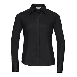 Ladies` Long Sleeve Fitted Polycotton Poplin Shirt