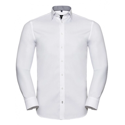 
                                                Men`s Long Sleeve Tailored Contrast Herringbone Shirt 
                                                