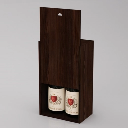 Box-case for 2 bottles, wood, dark oil