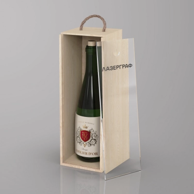 
                                            Коробка-пенал для 1 бутылки, фанера с оргстеклом, лак
                                            