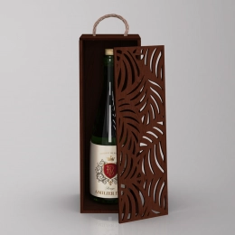 Коробка-пенал для 1 бутылки, фанера, резная, морилка