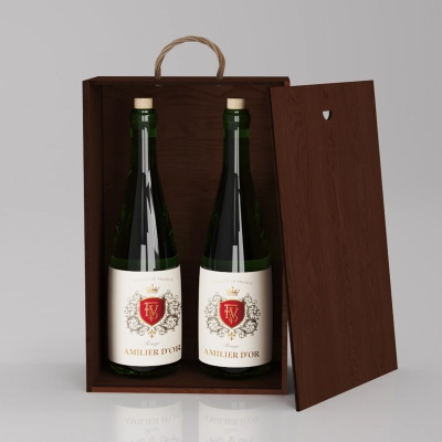 
                                            Box-case for 2 bottles, plywood, stain
                                            