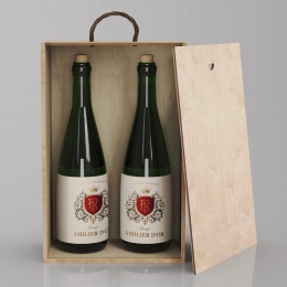 Box-case for 2 bottles, plywood, light oil