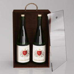 Gift box for 2 bottles, plywood with acrylic glass, stain