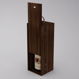 Box-case for 1 bottle, wood, dark oil
