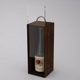 Коробка-пенал для 1 бутылки, дерево с оргстеклом, масло темное