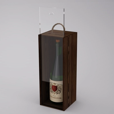 
                                            Коробка-пенал для 1 бутылки, дерево с оргстеклом, масло темное
                                            