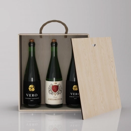 Box-case for 3 bottles, plywood, light oil