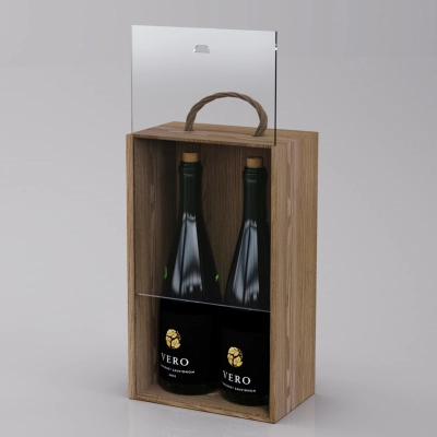 
                                            Коробка-пенал для 2 бутылок, дерево с оргстеклом, лак
                                            