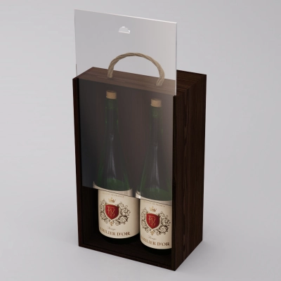 
                                            Коробка-пенал для 2 бутылок, дерево с оргстеклом, масло темное
                                            