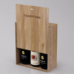 Box-case for 3 bottles, wood, light oil