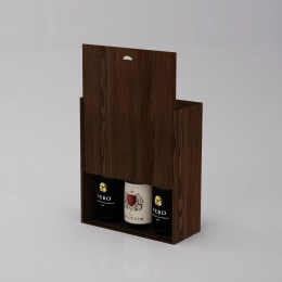 Box-case for 3 bottles, wood, dark oil