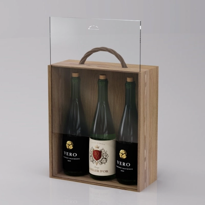 
                                            Коробка-пенал для 3 бутылок, дерево с оргстеклом, лак
                                            