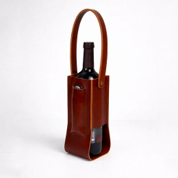 Gift Leather Alcohol Case with Pocket, Brown