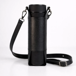 Термобутылка с чехлом из натуральной кожи