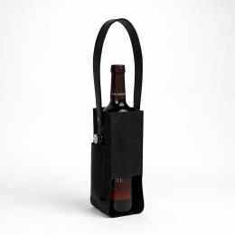 Gift Leather Alcohol Case with Pocket, Black