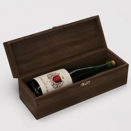 Chest-style box for 1 bottle, dark oiled wood