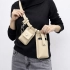 Belt bag made of genuine leather, cream-colored