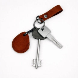 Leather Keychain with Tag Holder