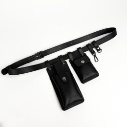 Belt bag made of genuine leather, black
